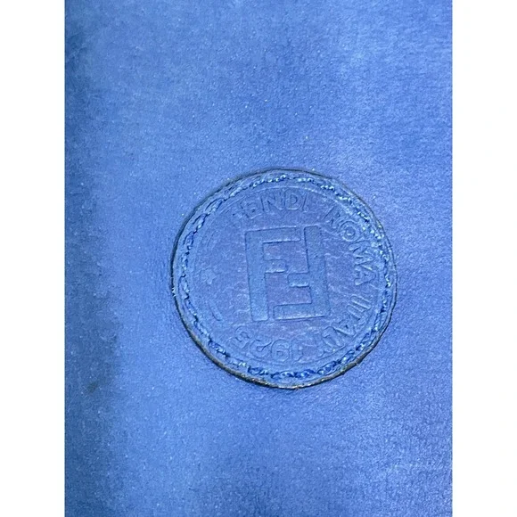 Vintage 80s FENDI Blue Drawstring Shoulder Bag Leather FF Logo - Picture 2 of 8